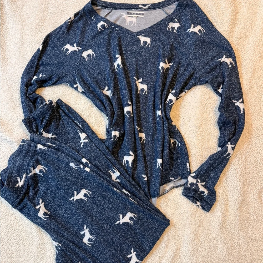 PJ Salvage Winter Escape Pajama Set Small Blue Lounge Set - Picture 2 of 7